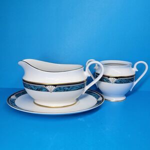 Gorham Edgemont Gold Gravy Boat and Underplate Sugar bowl no lid